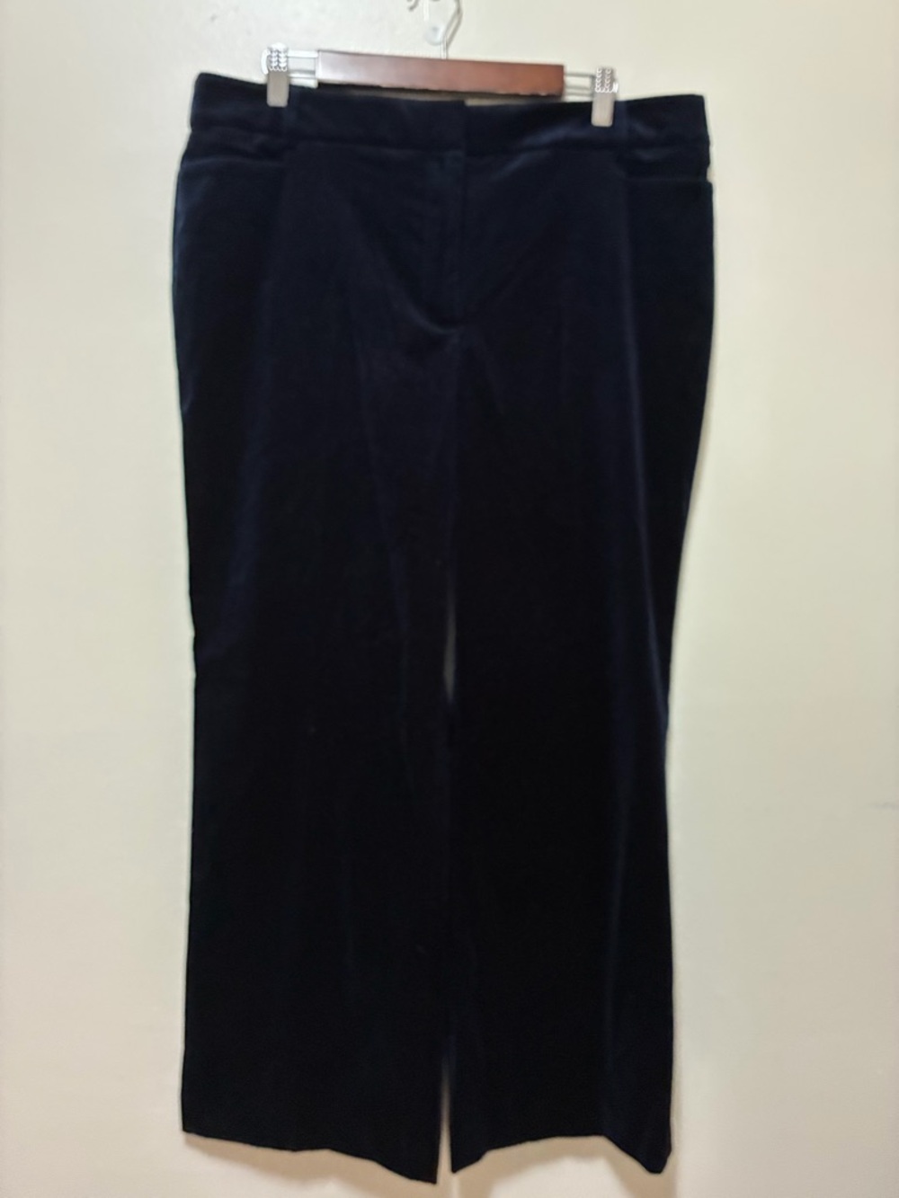 Talbots Classic Dark Navy Blue Cotton  Velvet Pants size 16w petite NWT